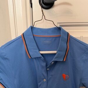 Tory Sport Polo Shirt in Blue with Orange Trim